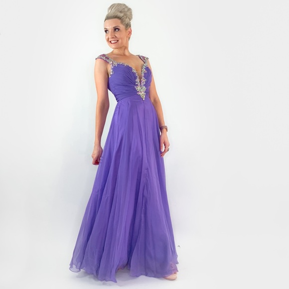 Purple Rhinestone Glam Pageant Prom Dress - Picture 8 of 8